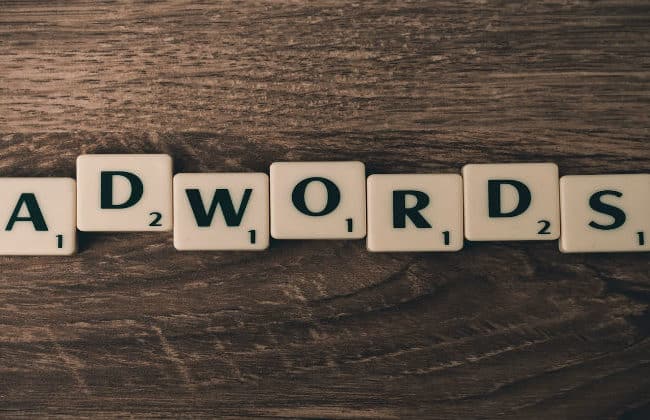 Adwords spelled in scrabble blocks