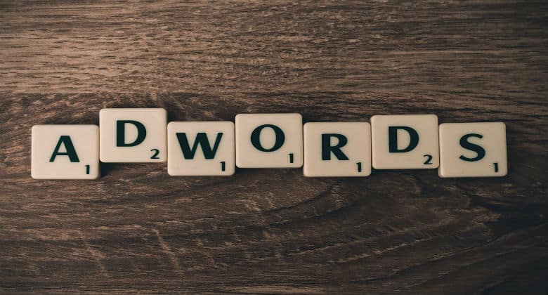 Adwords spelled in scrabble blocks