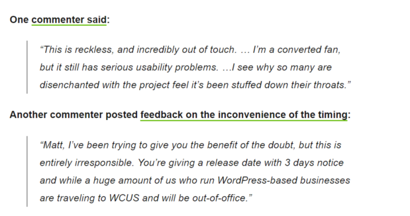 wordpress complaints