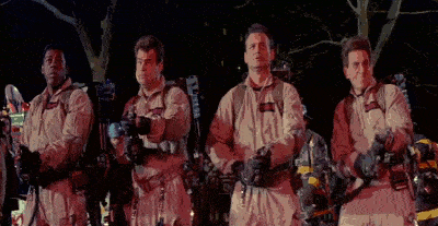 Ghostbusters blasting their ray guns