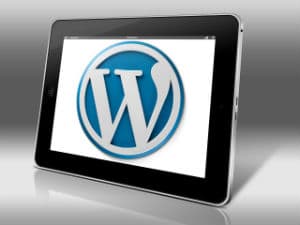 Wordpress logo on a tablet