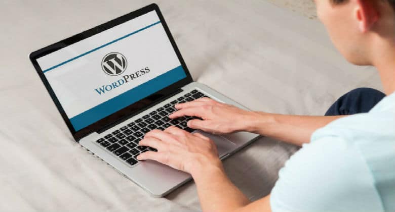 Wordpress logo on a laptop