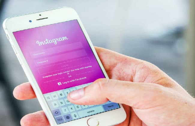 Instagram login page on a cellphone