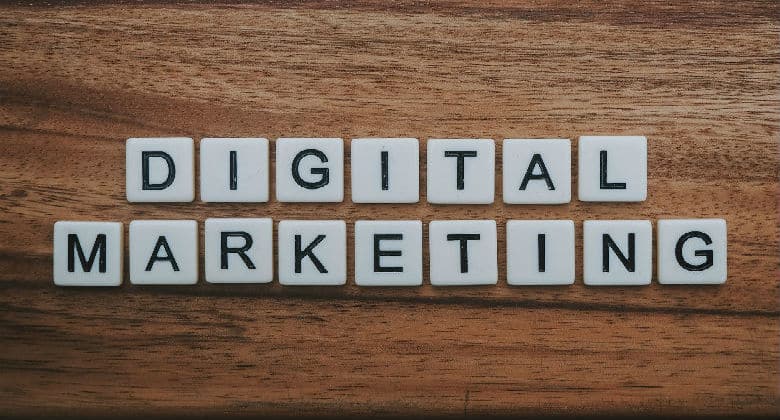 Digital Marketing spelled out with scrabble blocks
