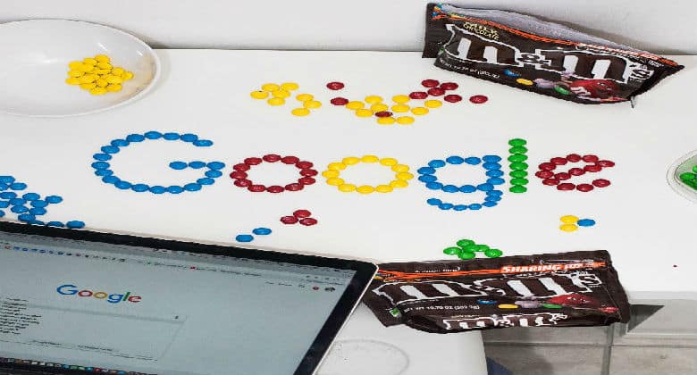 Google spelled out in colorful M&M sweets