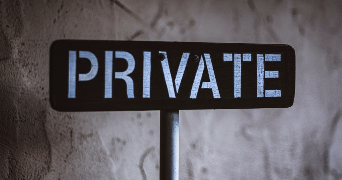 Photo of a sign with words, "Private".